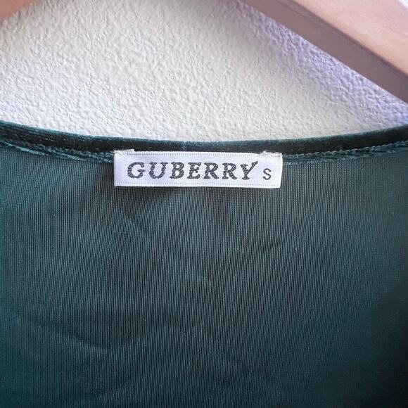 Guberry Women's V-Neck Velvet Ruched Long Sleeve Green Mini Cocktail Dress Small - Picture 5 of 8